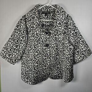 T&W Designs Women's Black Silver Metallic 3/4‎ Sleeve Jacket Unstructured Size M